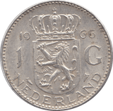 1966 SILVER 1 GULDEN NETHERLANDS - SILVER WORLD COINS - Cambridgeshire Coins