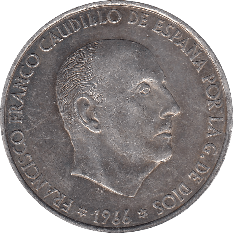 1966 SILVER 100 PESATES SPAIN - SILVER WORLD COINS - Cambridgeshire Coins