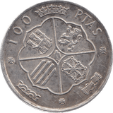 1966 SILVER 100 PESATES SPAIN - SILVER WORLD COINS - Cambridgeshire Coins