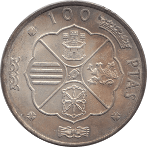 1966 SILVER 100 PESETAS SPAIN - SILVER WORLD COINS - Cambridgeshire Coins