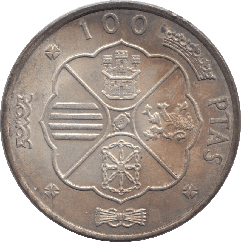 1966 SILVER 100 PESETAS SPAIN - SILVER WORLD COINS - Cambridgeshire Coins