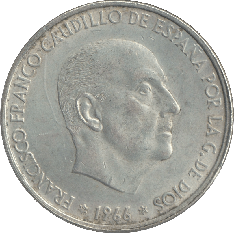 1966 SILVER 100 PESETAS SPAIN - SILVER WORLD COINS - Cambridgeshire Coins