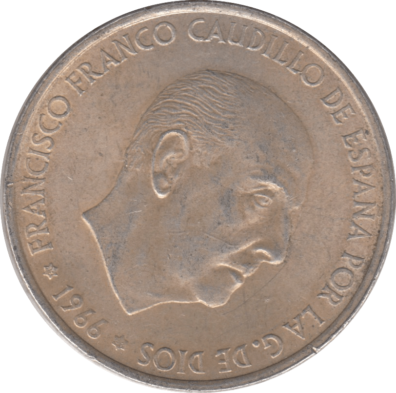 1966 SILVER 100 PESETAS SPAIN - SILVER WORLD COINS - Cambridgeshire Coins