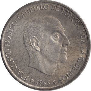 1966 SILVER 100 PESETAS SPAIN - SILVER WORLD COINS - Cambridgeshire Coins