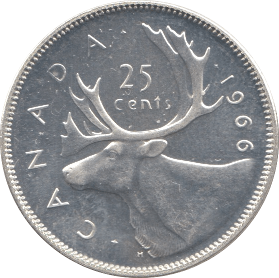 1966 SILVER 25 CENTS CANADA - SILVER WORLD COINS - Cambridgeshire Coins