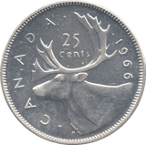 1966 SILVER 25 CENTS CANADA - SILVER WORLD COINS - Cambridgeshire Coins