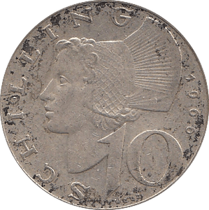 1966 SILVER AUSTRIAN 10 SCHILLING - SILVER WORLD COINS - Cambridgeshire Coins