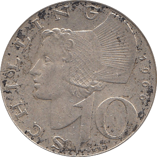 1966 SILVER AUSTRIAN 10 SCHILLING - SILVER WORLD COINS - Cambridgeshire Coins