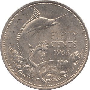 1966 SILVER FIFTY CENTS BAHAMA ISLANDS - WORLD SILVER COINS - Cambridgeshire Coins