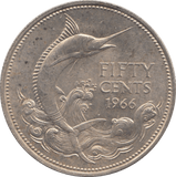 1966 SILVER FIFTY CENTS BAHAMA ISLANDS - WORLD SILVER COINS - Cambridgeshire Coins