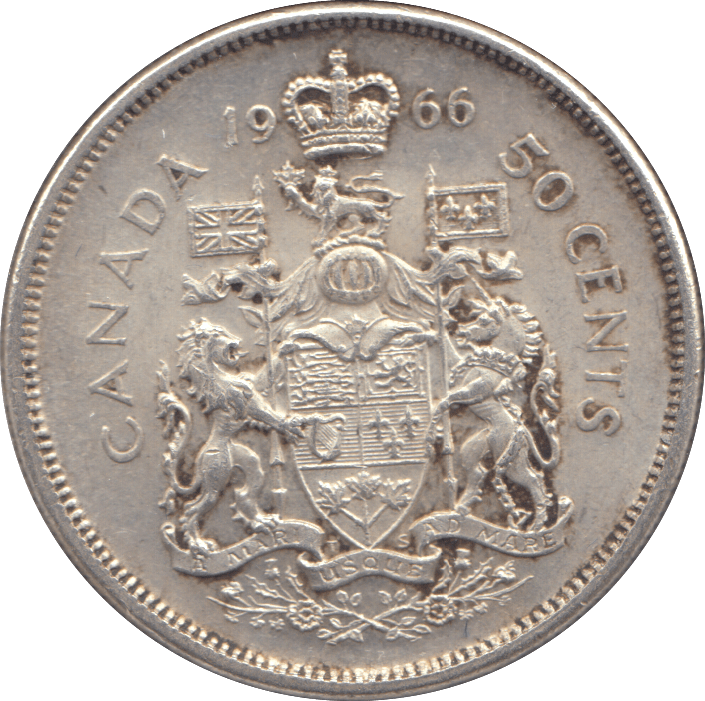 1966 SILVER FIFTY CENTS CANADA - WORLD SILVER COINS - Cambridgeshire Coins