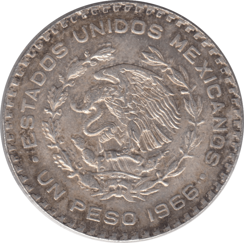 1966 SILVER ONE PESO MEXICO - WORLD SILVER COINS - Cambridgeshire Coins