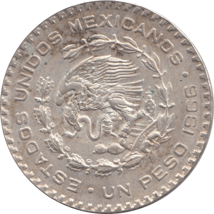 1966 SILVER TWO PESO MEXICO - WORLD SILVER COINS - Cambridgeshire Coins