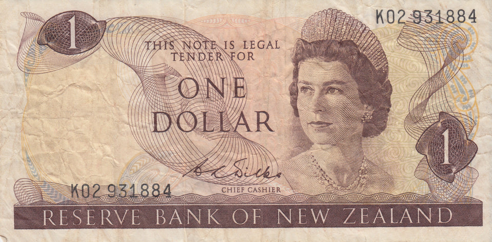 1967-1981 ONE DOLLAR BANKNOTE NEW ZEALAND REF 937 - World Banknotes - Cambridgeshire Coins