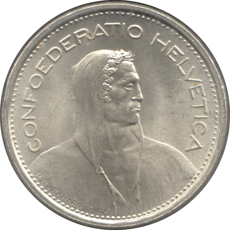 1967 5 SILVER SWISS FRANCS - SILVER WORLD COINS - Cambridgeshire Coins