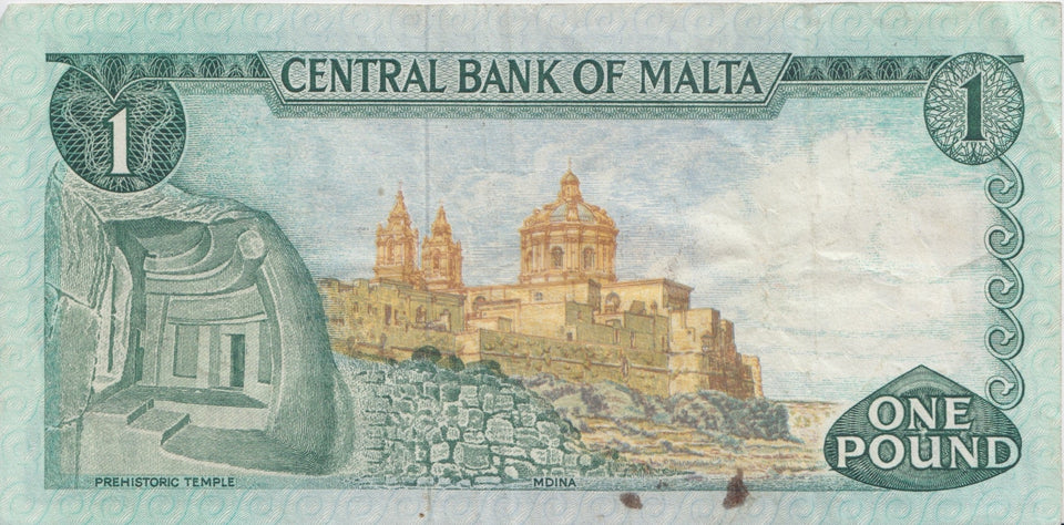 1967 ONE POUND BANKNOTE MALTA REF 889 - World Banknotes - Cambridgeshire Coins