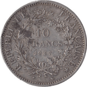 1967 SILVER 10 FRANCS FRANCE - SILVER WORLD COINS - Cambridgeshire Coins