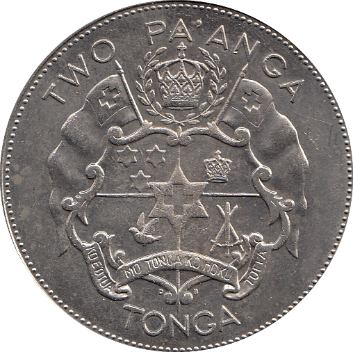 1967 TWO PA'ANGE TONGA - WORLD COINS - Cambridgeshire Coins