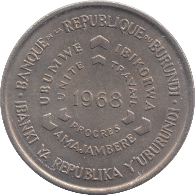 1968 BARUNDI EAST AFRICA TEN FRANCS - WORLD COINS - Cambridgeshire Coins