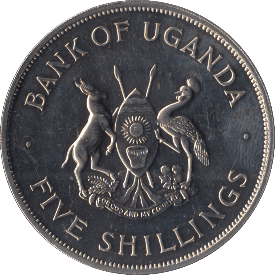1968 BRILLIANT UNCIRCULATED FIVE SHILLINGS COIN UGANDA - WORLD COINS - Cambridgeshire Coins