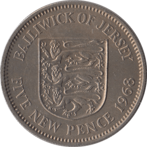 1968 FIVE PENCE JERSEY ( UNC ) - WORLD COINS - Cambridgeshire Coins