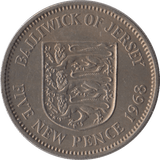 1968 FIVE PENCE JERSEY ( UNC ) - WORLD COINS - Cambridgeshire Coins