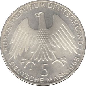1968 GERMANY SILVER 5 MARKS ( UNC ) - SILVER WORLD COINS - Cambridgeshire Coins