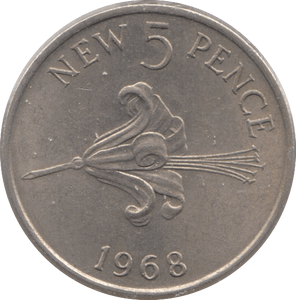 1968 GUERNSEY FIVE PENCE - WORLD COINS - Cambridgeshire Coins