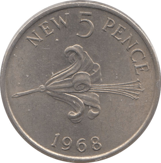 1968 GUERNSEY FIVE PENCE - WORLD COINS - Cambridgeshire Coins