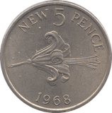 1968 GUERNSEY FIVE PENCE - WORLD COINS - Cambridgeshire Coins