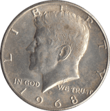 1968 HALF DOLLAR USA - SILVER WORLD COINS - Cambridgeshire Coins