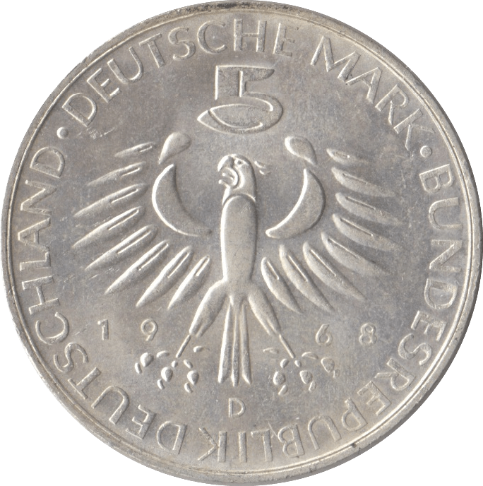 1968 MAX V PETTENKOFER GERMANY SILVER 5 MARKS - SILVER WORLD COINS - Cambridgeshire Coins