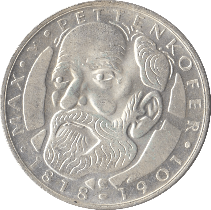 1968 MAX V PETTENKOFER GERMANY SILVER 5 MARKS - SILVER WORLD COINS - Cambridgeshire Coins