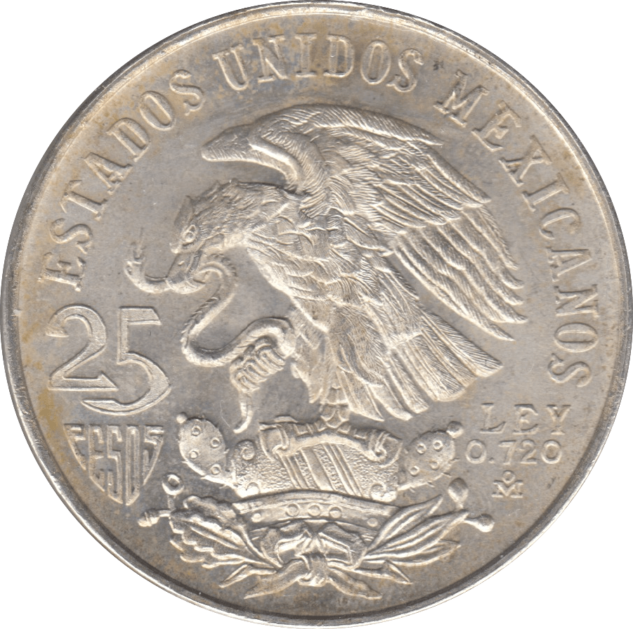 1968 MEXICO SILVER 25 PESOS 3 - WORLD COINS - Cambridgeshire Coins