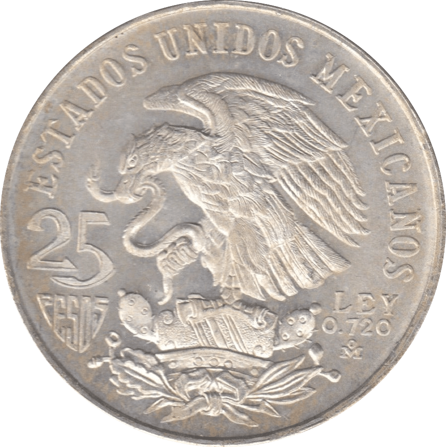 1968 MEXICO SILVER 25 PESOS - WORLD COINS - Cambridgeshire Coins