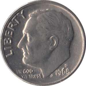 1968 ONE DIME USA - SILVER WORLD COINS - Cambridgeshire Coins