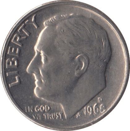 1968 ONE DIME USA - SILVER WORLD COINS - Cambridgeshire Coins