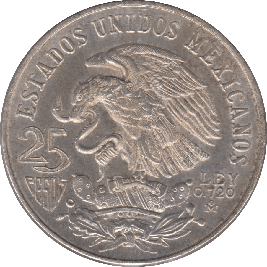 1968 SILVER 25 PESOS MEXICO 1 - SILVER WORLD COINS - Cambridgeshire Coins