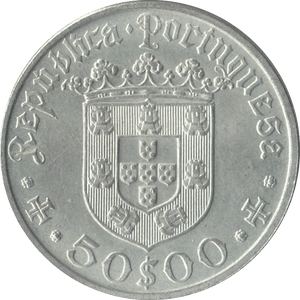 1968 SILVER 50 REIS PORTUGAL - SILVER WORLD COINS - Cambridgeshire Coins