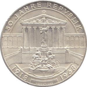 1968 SILVER 50 SCHILLING AUSTRIA - SILVER WORLD COINS - Cambridgeshire Coins