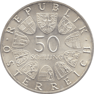 1968 SILVER 50 SCHILLING AUSTRIA - SILVER WORLD COINS - Cambridgeshire Coins