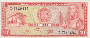 1969-1974 10 ORO BANKNOTE PERU REF 1071 - World Banknotes - Cambridgeshire Coins