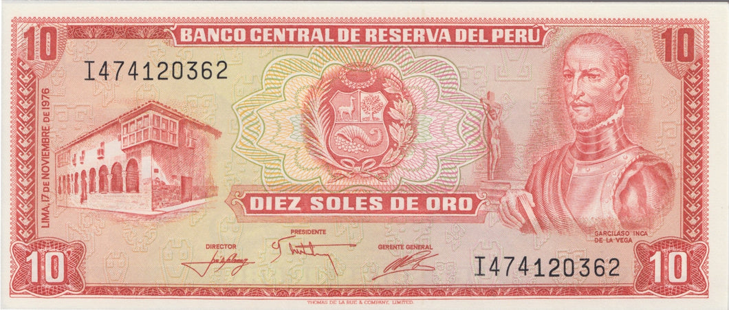 1969-1974 10 ORO BANKNOTE PERU REF 1071 - World Banknotes - Cambridgeshire Coins