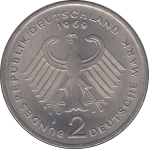 1969 2 DEUTSCHE MARK GERMANY - WORLD COINS - Cambridgeshire Coins