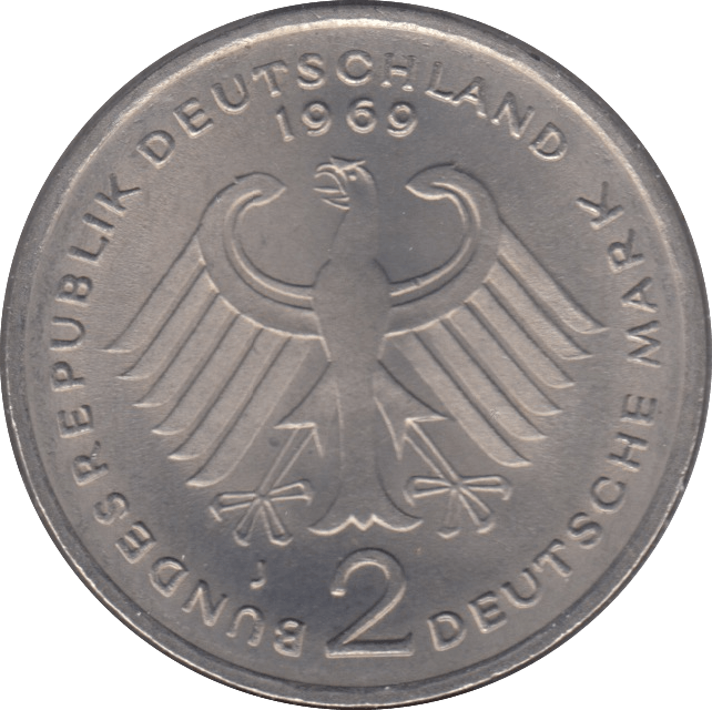 1969 2 DEUTSCHE MARK GERMANY - WORLD COINS - Cambridgeshire Coins