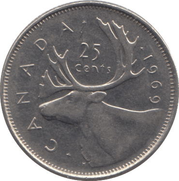 1969 25 CENTS CANADA - WORLD COINS - Cambridgeshire Coins