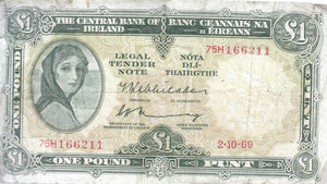 1969 £5 CENTRAL BANK OF IRELAND IRELAND BANKNOTE REF 106 - Irish Banknotes - Cambridgeshire Coins