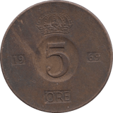 1969 5 ORE SWEDEN - WORLD COINS - Cambridgeshire Coins