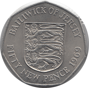 1969 BAILIWICK OF JERSEY 50P - WORLD COINS - Cambridgeshire Coins