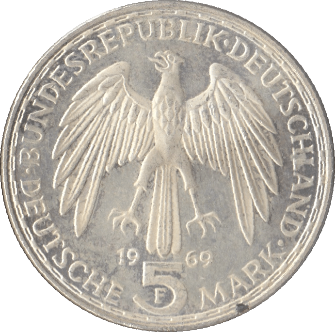 1969 GERHARD MERCATOR GERMANY SILVER 5 MARKS - SILVER WORLD COINS - Cambridgeshire Coins